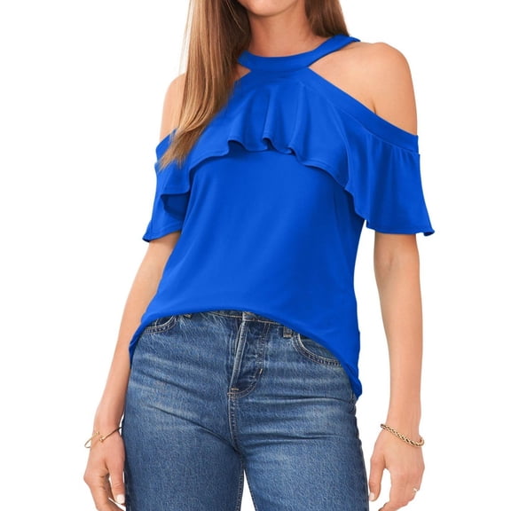 Prelude Womens Sleeveless Drapey Halter Top