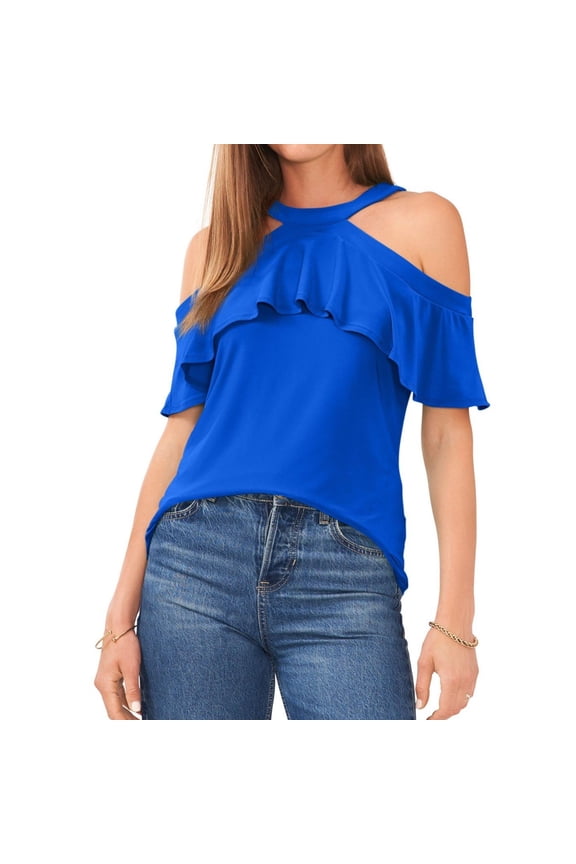 Prelude Womens Sleeveless Drapey Halter Top