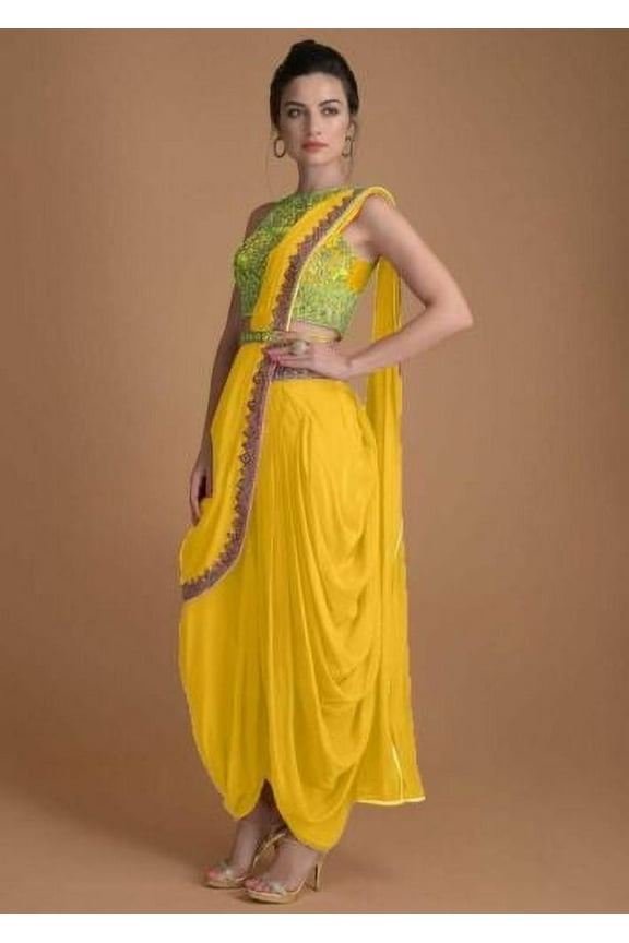 Pre Drape Trending Saree With Blouse Full Stitch