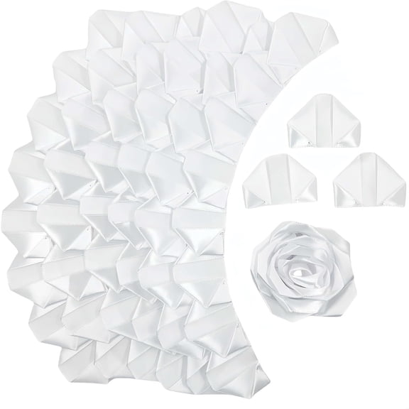 Premade Satin Ribbon Rose Petals Fake Rose Half Finished for DIY Satin Ribbon Flowers(200 Pcs)