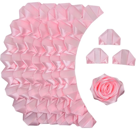 Premade Satin Ribbon Rose Petals Fake Rose Half Finished for DIY Satin Ribbon Flowers(200 Pcs)