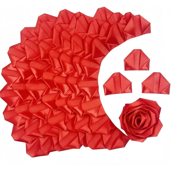 Premade Satin Ribbon Rose Petals Fake Rose Half Finished for DIY Satin Ribbon Flowers(200 Pcs)