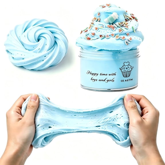 Premade Slime, Cloud Slime,Squishy toys, Squeezing Stress Relief Fidget Party Favor Gift(Blue)