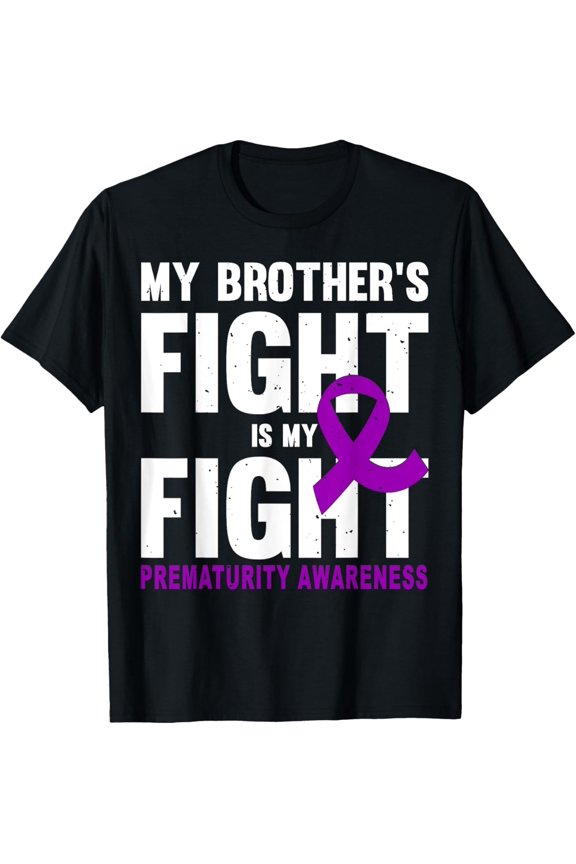 Prematurity Awareness Purple Ribbon Support Brothers T-Shirt