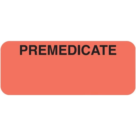 Premedicate Chart Label for Patient Safety Alerts, 1-7/8" x 3/4" Fluorescent Red/Black, Permanent Adhesive for Medical Charts and Folders, 500 Stickers/Box,