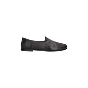 Premiata Black Rounded Toe Slip-On Leather Moccasins Black Mens