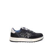 Premiata Layered White Sneakers With Textured Leather And Tpu Overlays Blue Mens