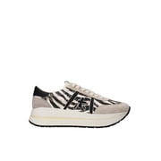 Premiata Zebra-Print Low-Top Sneakers With Glossy Accents Grey Womens