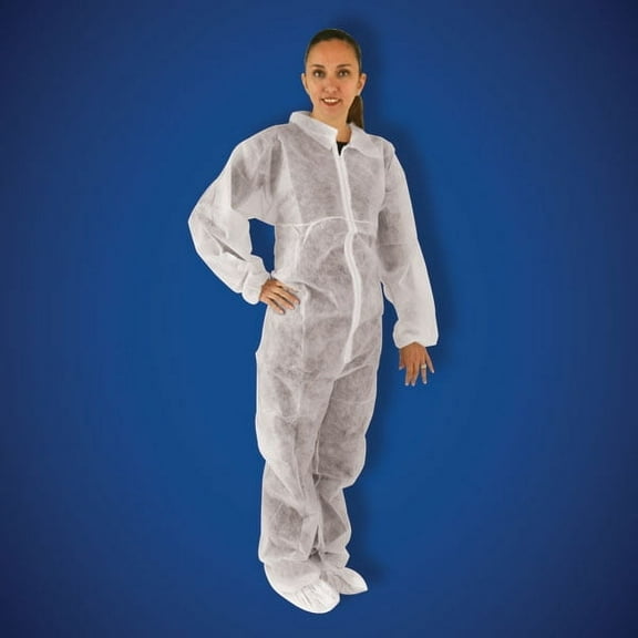 Premier 1 Polypropylene Disposable Coveralls, Elastic Wrists & Ankles, White, 2XL, 25/case