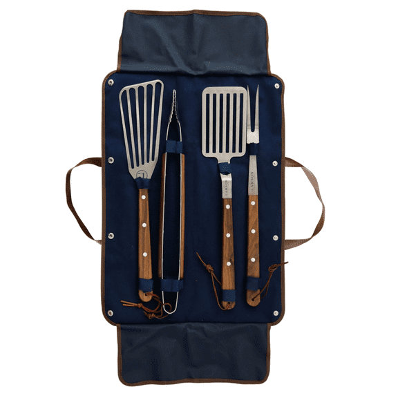 Premier 20" Walnut 4-Piece Deluxe Bbq Set