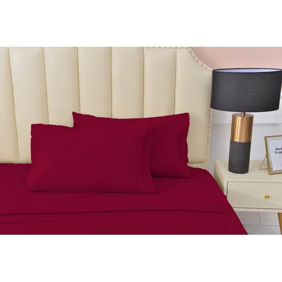 Premier 2000 Rayon Made from Bamboo Bed Sheets Set-California King Red Sheets, Ultra Soft Sheets-Deep Pockets 16"-Wrinkle Resistant-4 Pieces, California King Size, Red