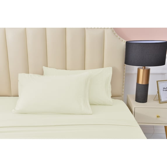 Premier 2000 Rayon Made from Bamboo Bed Sheets Set- Full Ivory Sheets, Ultra Soft Sheets-Deep Pockets 16"-Wrinkle Resistant-4 Pieces, Full Size, Ivory