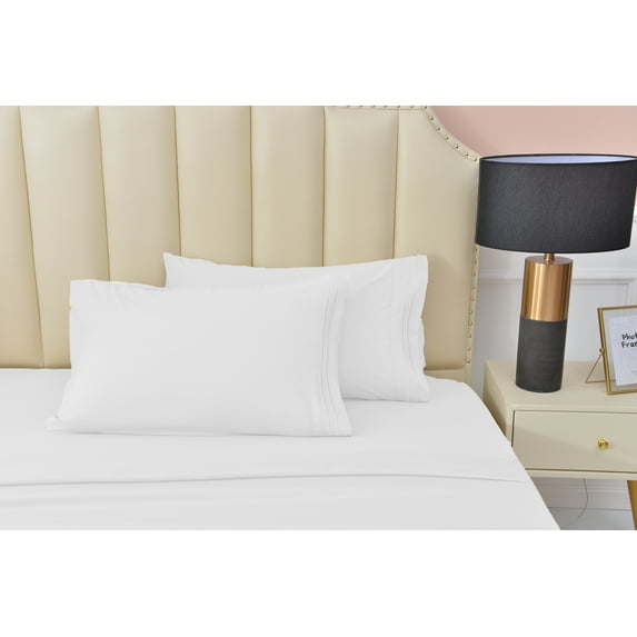 Premier 2000 Rayon Made from Bamboo Bed Sheets Set- King White Sheets, Ultra Soft Sheets-Deep Pockets 16"-Wrinkle Resistant-4 Pieces, King Size, White