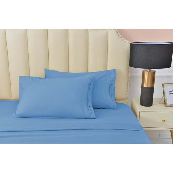 Premier 2000 Rayon Made from Bamboo Bed Sheets Set- Queen Blue Sheets, Ultra Soft Sheets-Deep Pockets 16"-Wrinkle Resistant-4 Pieces, Queen Size, Blue