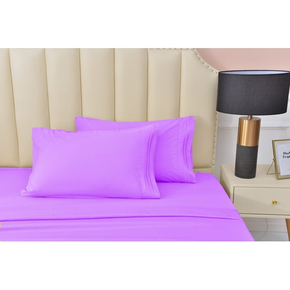 Premier 2000 Rayon Made from Bamboo Bed Sheets Set- Queen Lavender Sheets, Ultra Soft Sheets-Deep Pockets 16"-Wrinkle Resistant-4 Pieces, Queen Size, Lavender