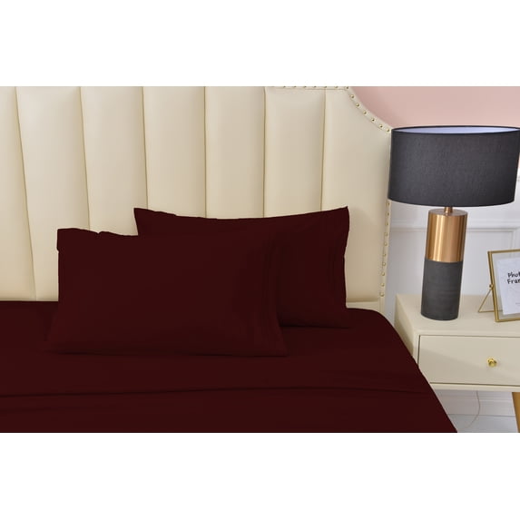 Premier 2000 Rayon Made from Bamboo Bed Sheets Set- Split King Burgundy Sheets, Ultra Soft Sheets-Deep Pockets 16"-Wrinkle Resistant-5 Pieces, Split King Size, Burgundy