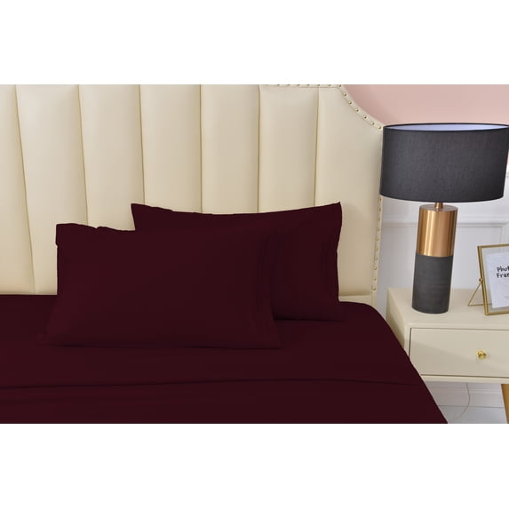 Premier 2000 Rayon Made from Bamboo Bed Sheets Set- Split King Eggplant Sheets, Ultra Soft Sheets-Deep Pockets 16"-Wrinkle Resistant-5 Pieces, Split King Size, Eggplant