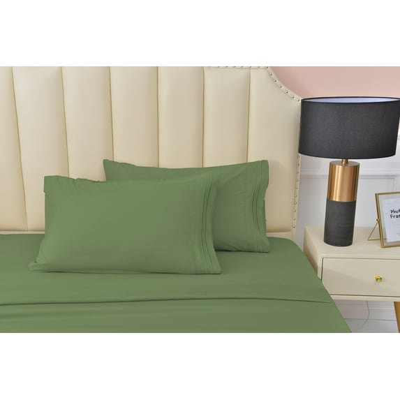 Premier 2000 Rayon Made from Bamboo Bed Sheets Set- Split King Sage Green Sheets, Ultra Soft Sheets-Deep Pockets 16"-Wrinkle Resistant-5 Pieces, Split King Size, Sage Green