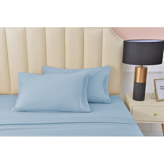Premier 2000 Rayon Made from Bamboo Bed Sheets Set- Twin Light Blue Sheets, Ultra Soft Sheets-Deep Pockets 16"-Wrinkle Resistant-3 Pieces, Twin, Light Blue