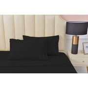 Premier 2000 Rayon Made from Bamboo Bed Sheets Set- Twin Black Sheets, Ultra Soft Sheets-Deep Pockets 16"-Wrinkle Resistant-3 Pieces, Twin, Black