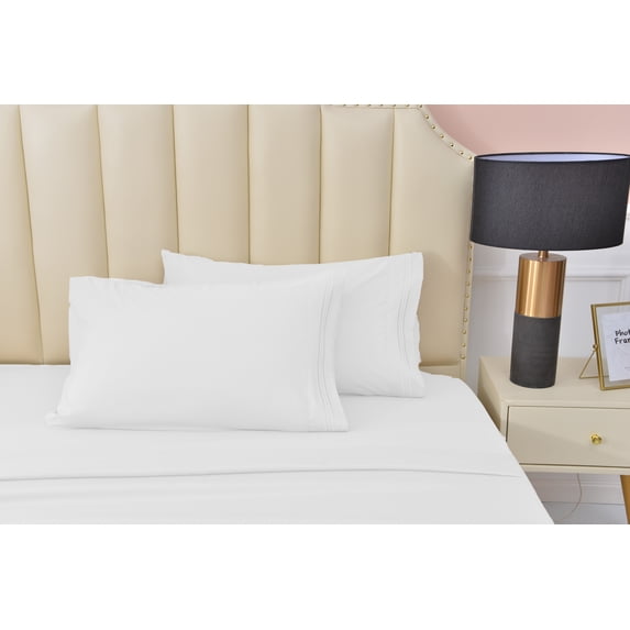 Premier 2000 Rayon Made from Bamboo Bed Sheets Set- Twin White Sheets, Ultra Soft Sheets-Deep Pockets 16"-Wrinkle Resistant-3 Pieces, Twin, White