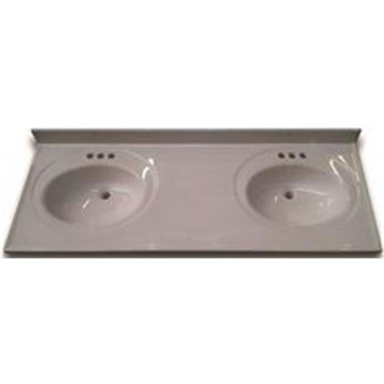 Solid White 61-Inch Double Bowl Composite Vanity Top with Backsplash