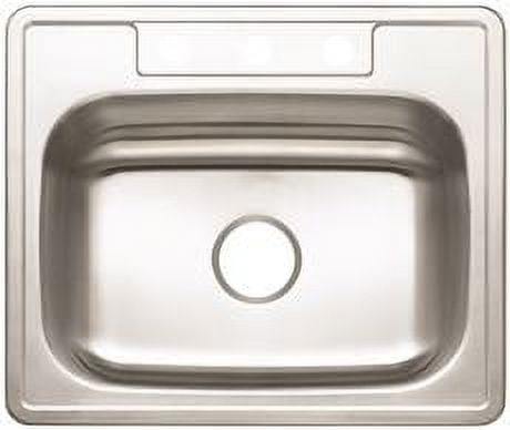 Premier 3-Hole Single Bowl Sink, 22-Gauge, Stainless Steel, 25 In. X 22 In. X 7 In.