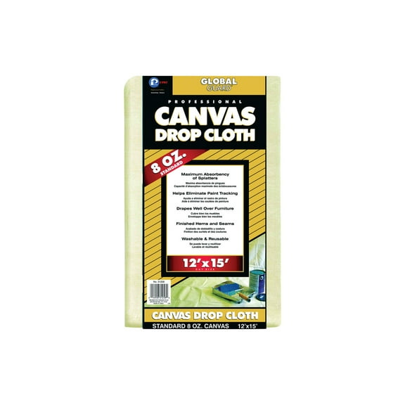 Premier 31258 Drop Cloth GlobalGuard 12 ft. W X 15 ft. L 8 oz Canvas Ivory