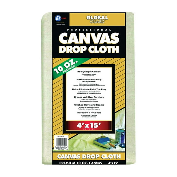 Premier 34150 Drop Cloth GlobalGuard 4 ft. W X 15 ft. L 10 oz Canvas Ivory