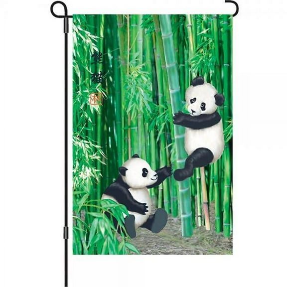 Premier 51438 Garden Illuminated Flag, Playful Pandas, 12 by 18-Inch