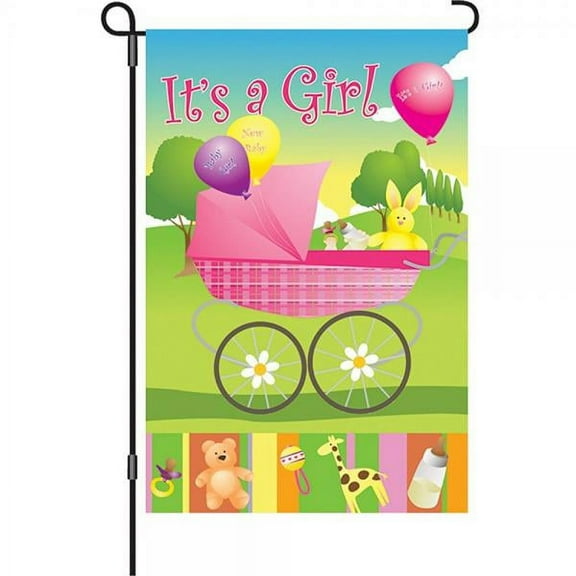 Premier 51475 Garden Brilliance Flag, Rock-A-Bye Baby Girl, 12 by 18-Inch