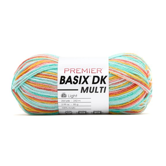 Premier Basix DK Multi Yarn, 100% Acrylic, #3 Light/DK, 264 Yards, April Showers