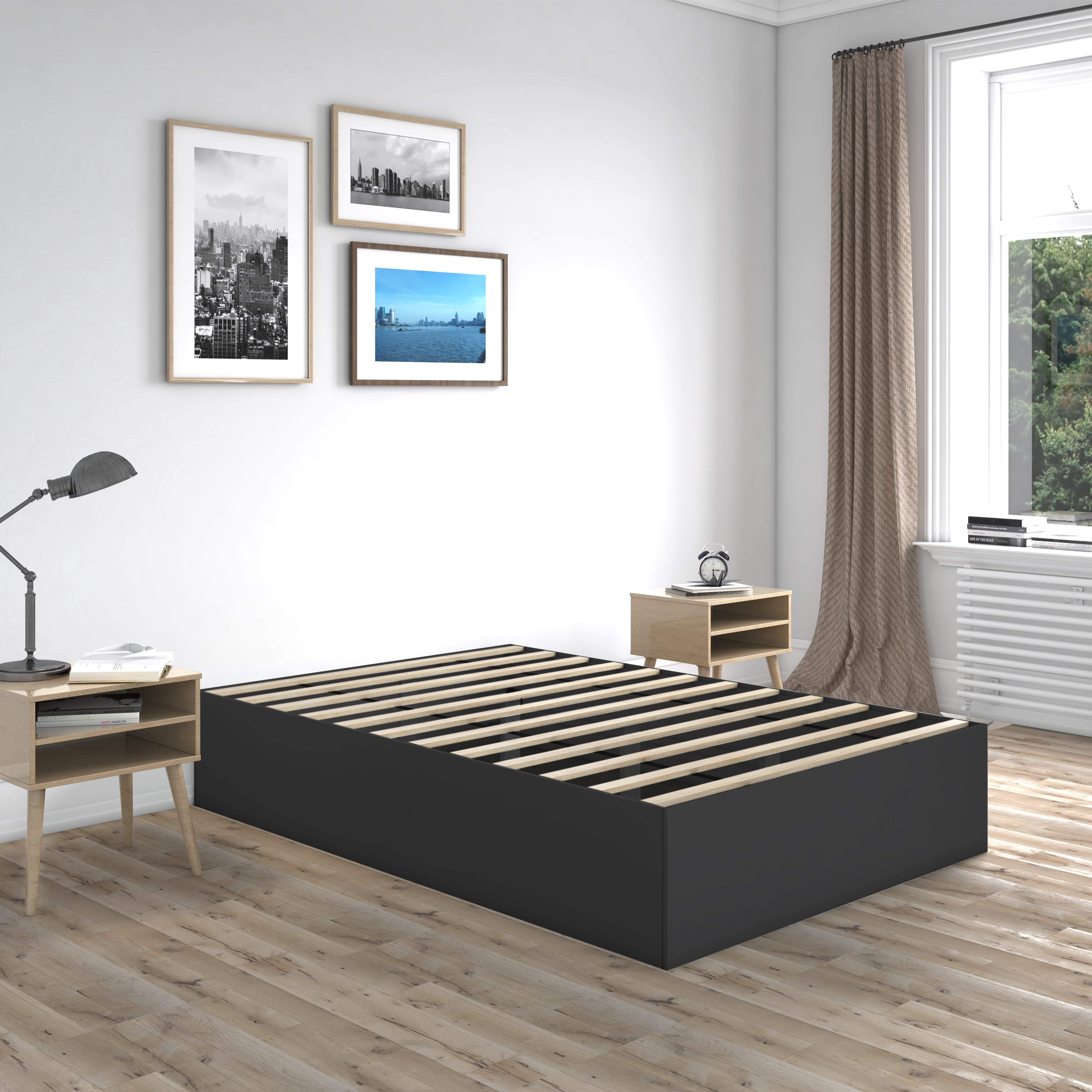 Premier Beckett King Black Modern Platform Bed Frame Base