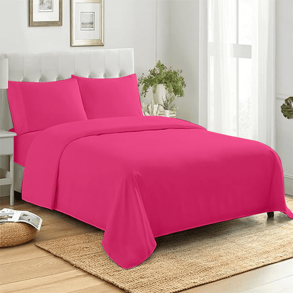 Premier Colorful Full Sheet Set, Upto 16 Inch Deep Pocket Microfiber Sheet Set - Pink