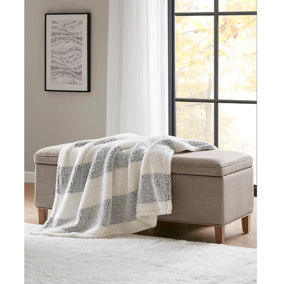 Premier Comfort Alpine Valley Cozy Sherpa Wrap Green Stripe Throw