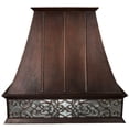 thumbnail image 1 of Premier Copper ProductsHV-EURO38S-NB-C2036BP-B 38 Inch 625 CFM Hand Hammered Copper Wall Mounted Euro Range Hood with Nickel Background Scroll Design and Baffle Filters, 1 of 2