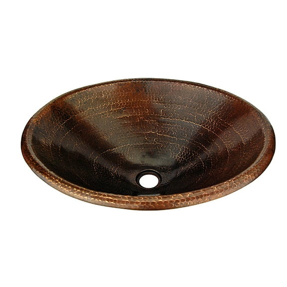 Premier Copper LO20RDB Master Bath Oval Self Rimming Hammered Copper Bath Sink