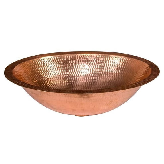 Premier Copper Products Lo17f 17" Oval Copper Drop In Or Undermount Bathroom Sink -