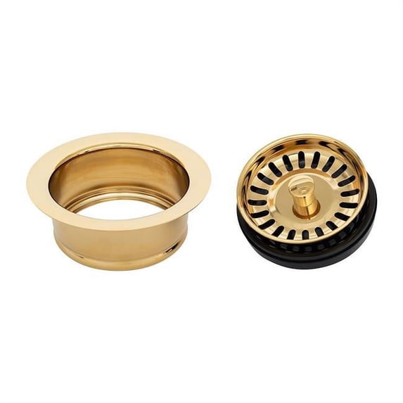 Premier Copper Products 3.5 in. Deluxe Garbage Disposal Drain with Basket, Polished Brass