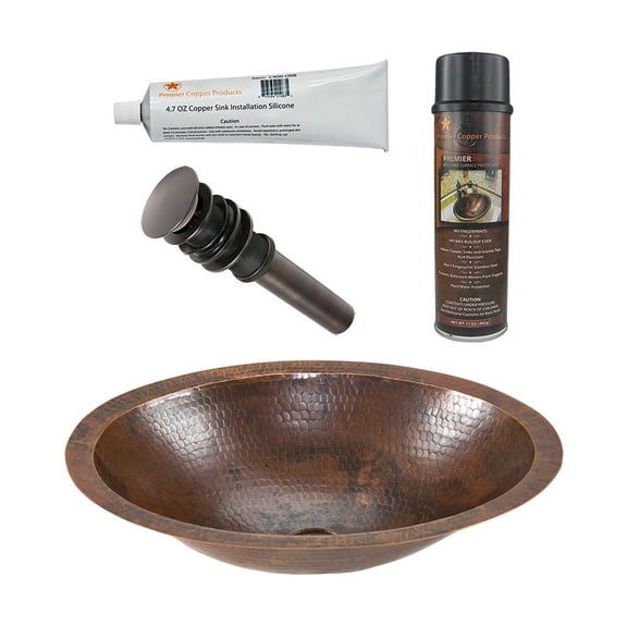 Premier Copper Products BSP5_LO17FDB-P Bathroom Sink and Drain Package