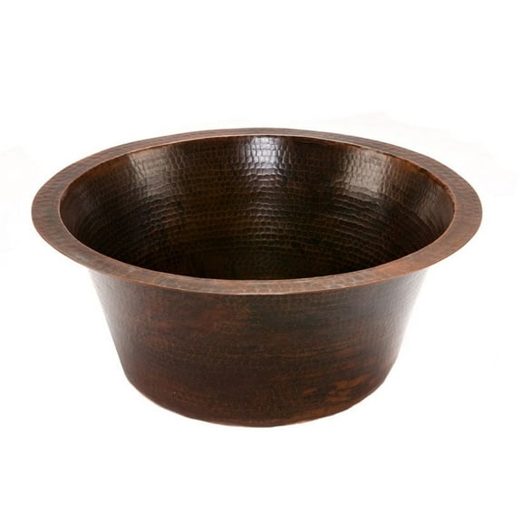 Premier Copper Products Br16db3 16" Undermount Circular Single Basin Copper Bar Sink -