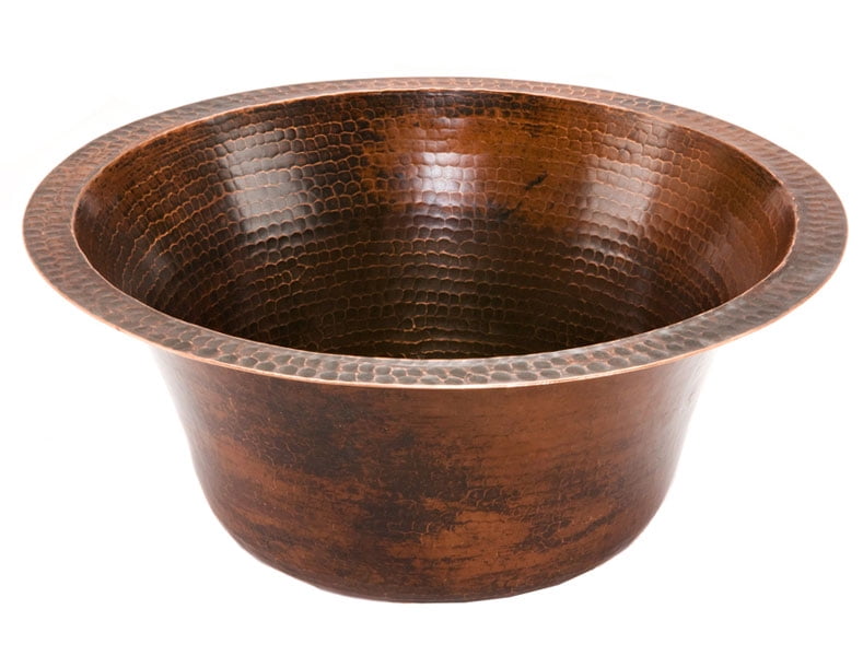 17" Round Hammered Copper Bar/Prep Sink