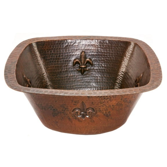 Premier Copper Products Bs15fdb2 15" Undermount Square Single Basin Copper Bar Sink -