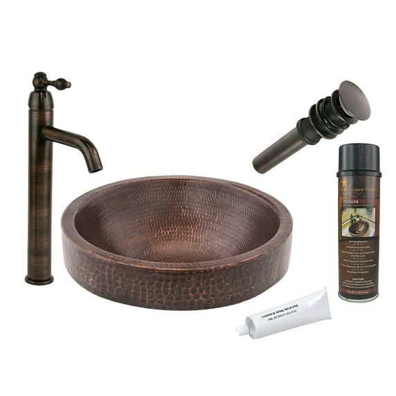 Premier Copper Products Bsp1_Vr15skdb 15" Copper Vessel Bathroom Sink - Bronze