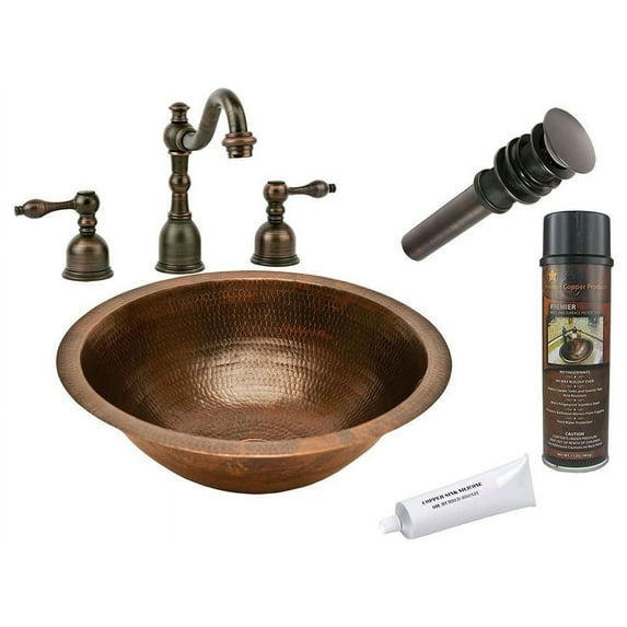 Premier Copper Products Bsp2_Lr17fdb 17" Copper Drop In Bathroom Sink - Bronze