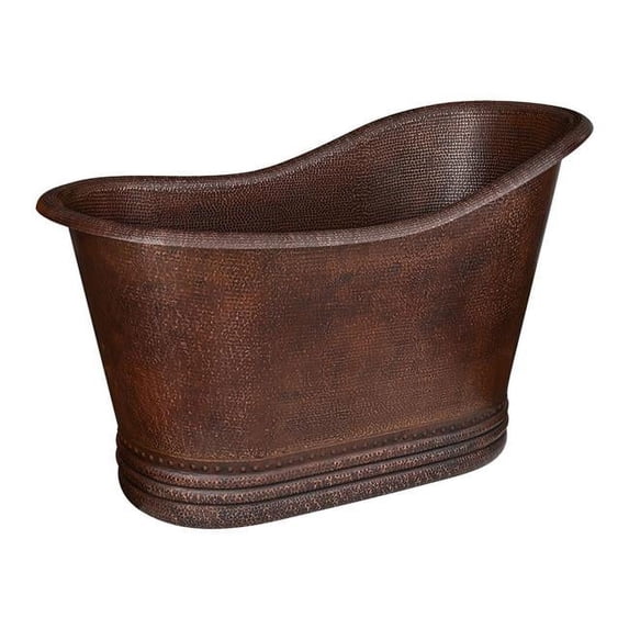 Premier Copper Products BTS52DB 52 in. Hammered Copper Single Slipper Bathtub