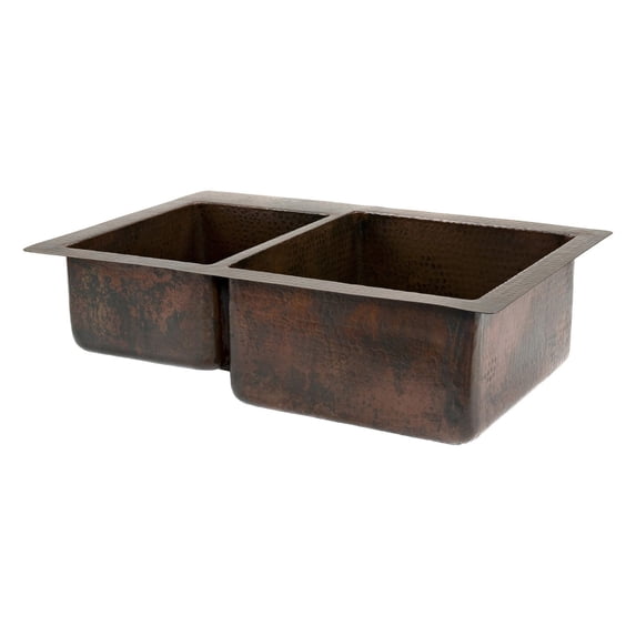 Premier Copper Products K40DB33229 Double Basin Drop In/Undermount Sink