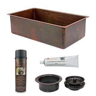 30" Hammered Copper Single Basin Drop-In Kitchen Sink