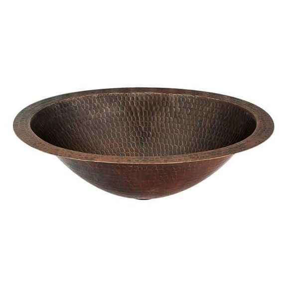 Premier Copper Products LO15FDB 15" Oval Under Counter Hammered Copper Bath Sink