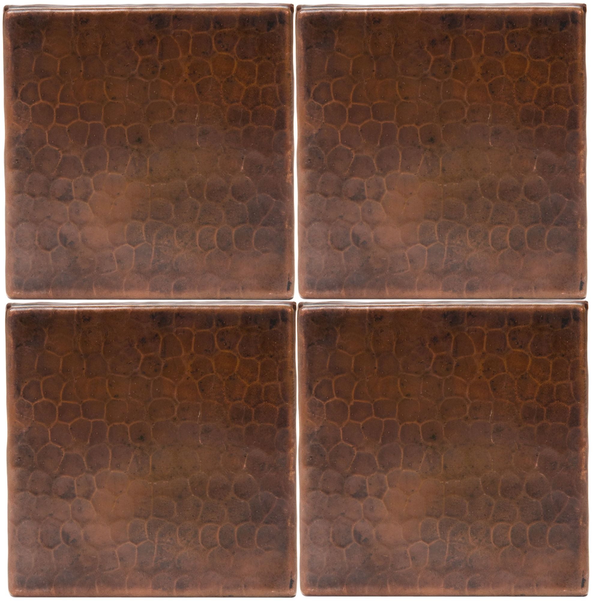 4" x 4" Hammered Copper Tile with Oil Rubbed Bronze Finish